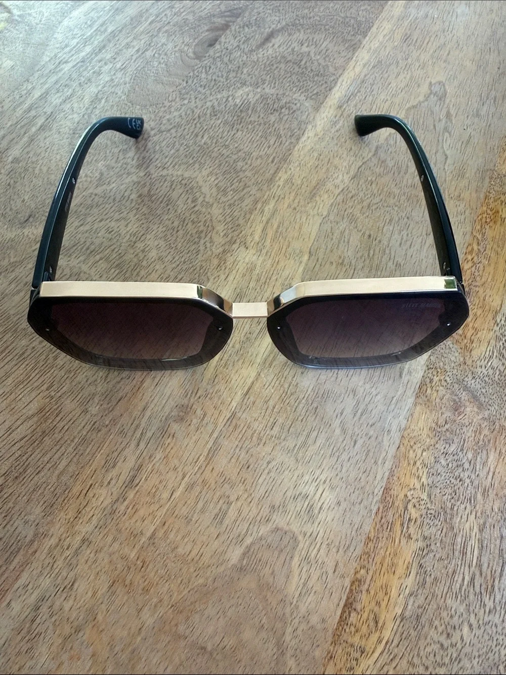 Steve Madden Black Oversized Geometric Sunglasses